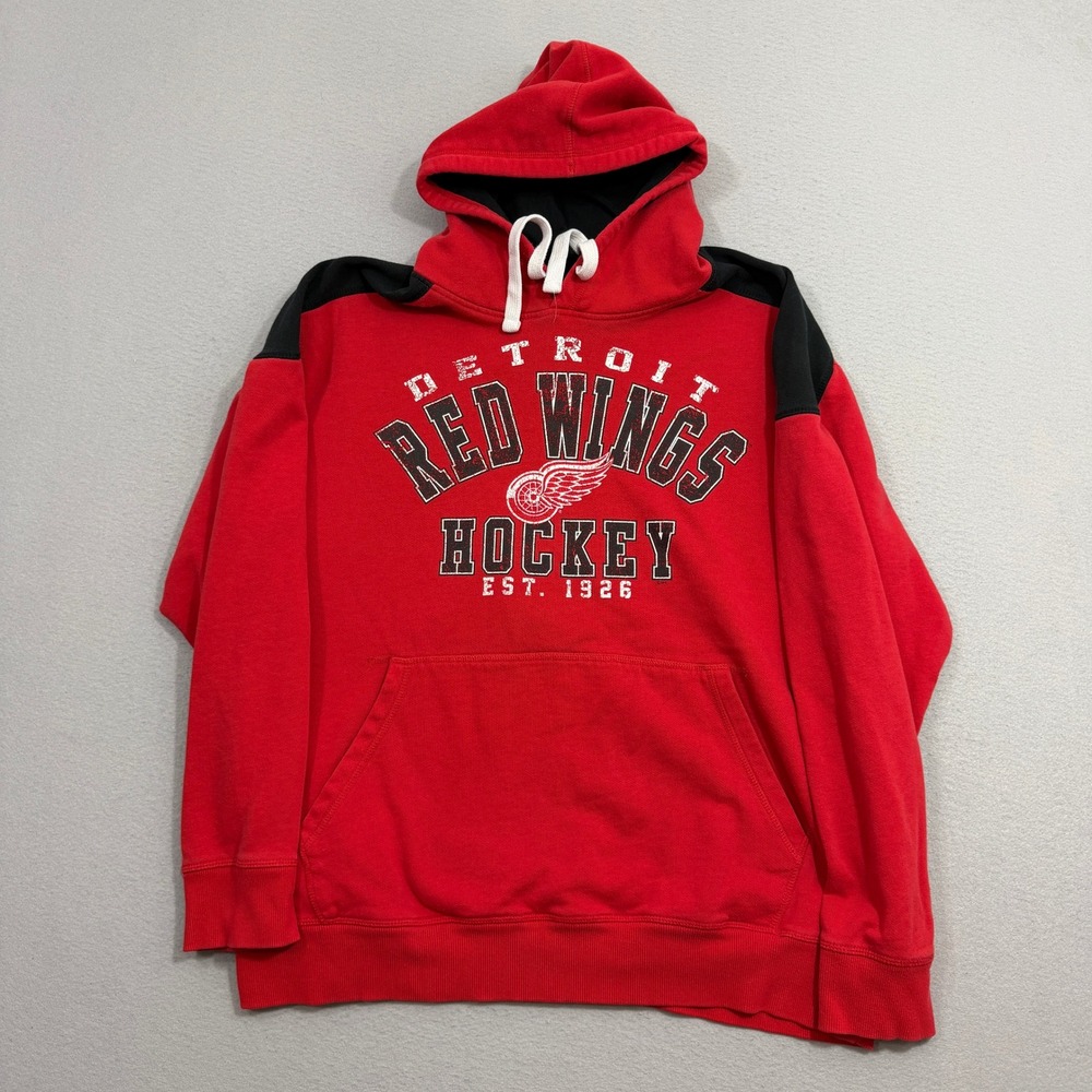 GIII Sports Hoodie Mens 2XL Red Detroit Red Wings Hockey Est 1926 Graphic NHL